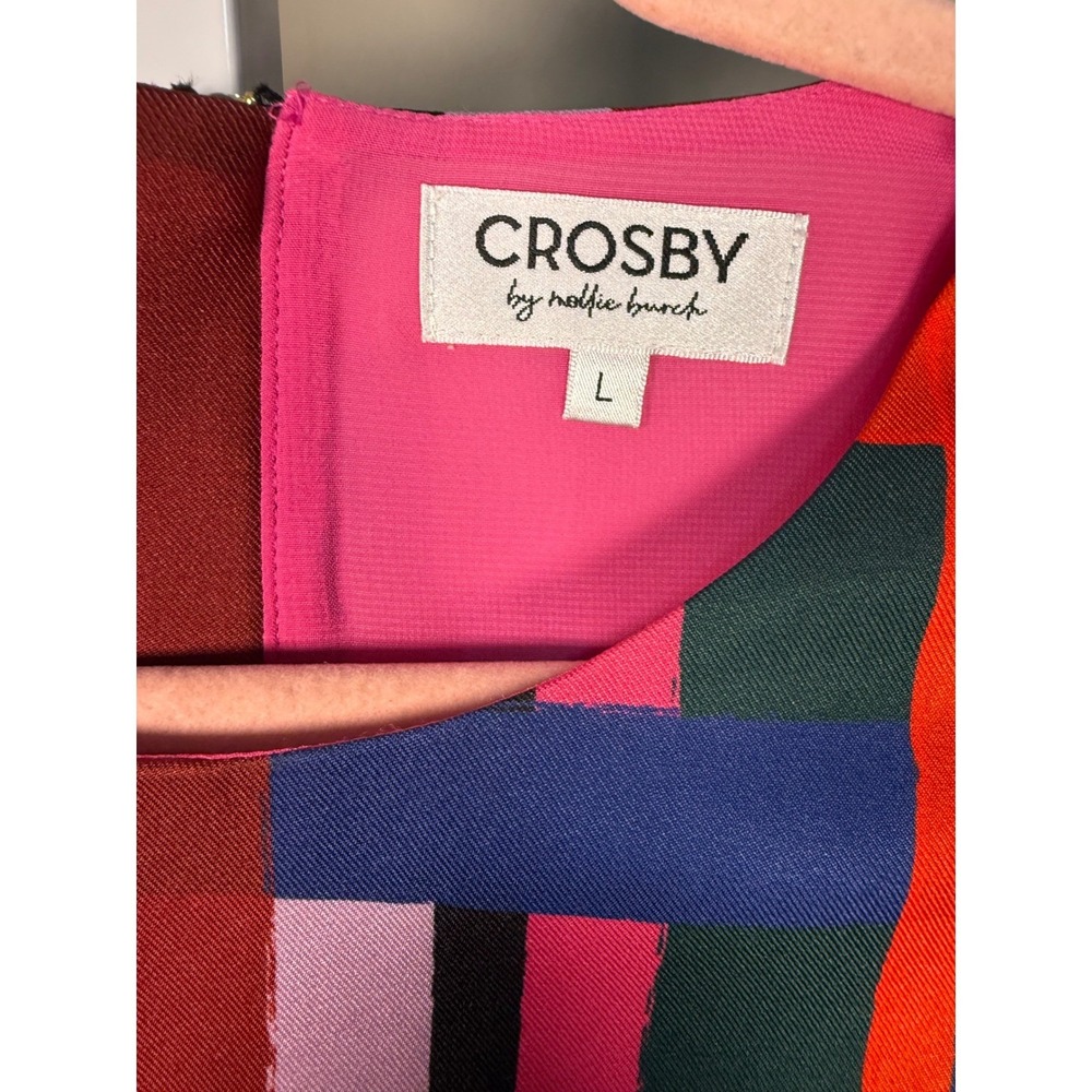 Crosby Mollie Burch Plaid Velvet Ruffle Mini Dress Balloon Sleeve L - Picture 6 of 9